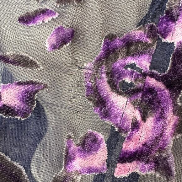 Faded Glory Size XXL Floral Velvet Burnout Top Floral Whimsigoth Fairy Grunge - Picture 7 of 14